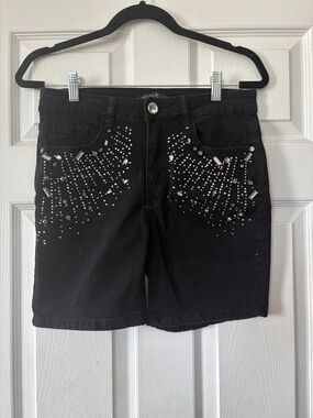 Revelation Black Embellished Women’s Denim Shorts Size 8P